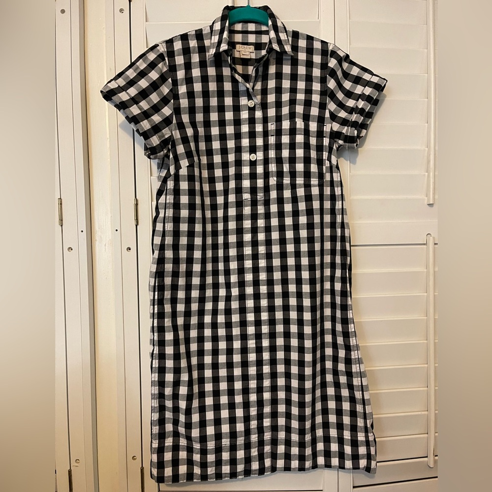 J Crew womens black white gingham dress